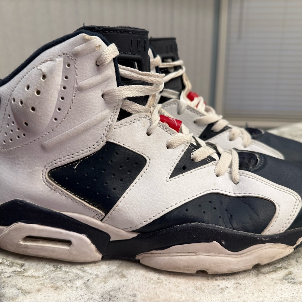 Jordan White and Blue Sneakers with Perforated Panels